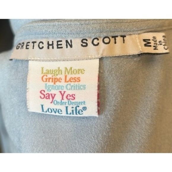 Gretchen Scott "Suede" Waterfall Drape Cardigan Pockets Cozy Blue Size Medium - Picture 5 of 7